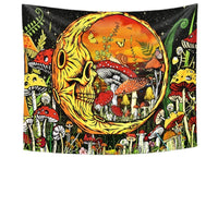 Skull Moon Mushroom Home Decor Tapestry