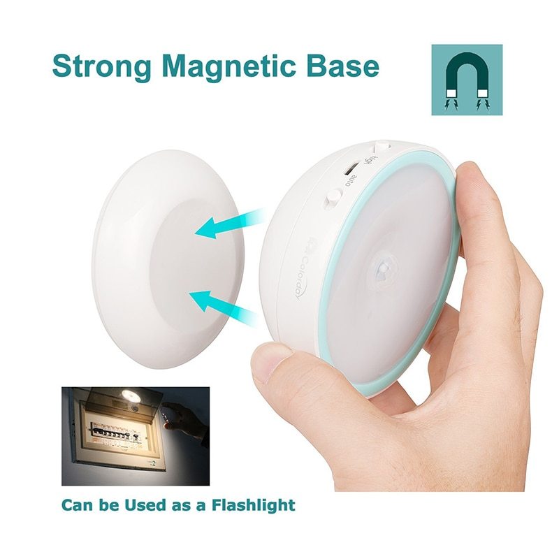 Human body induction night light Charging bedroom corridor lighting 360 degree LED rotating induction light