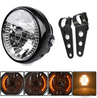 Motorcycle Headlight Turn Signal Indicator Blinker Light With Bracket Headlamp For Cafe Racer