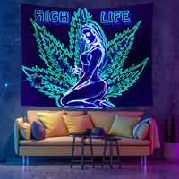 Fluorescent Plant Girl Print Home Decor Fabric